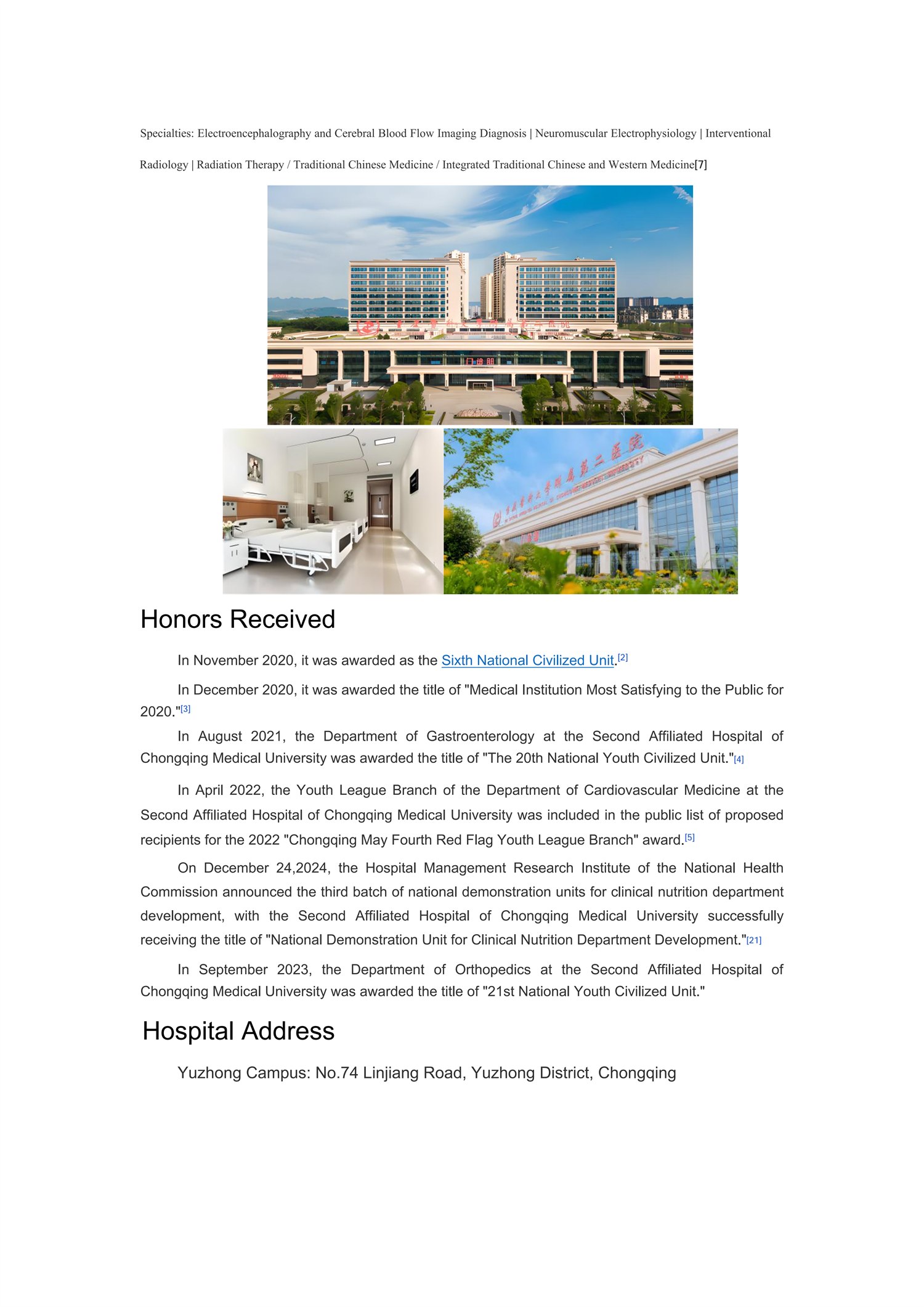 The Second Affiliated Hospital of Chongqing Medical University profile